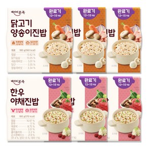 베이비본죽 실온 이유식 완료기 한우야채진밥 180g x 3p + 닭고기양송이진밥 180g x 3p