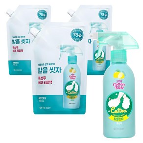 온더바디 코튼풋 발을씻자 풋샴푸 레몬민트향 본품 385ml + 리필팩 500ml 3p