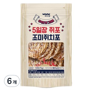 바다원 5일장 쥐포 조미쥐치포, 75g(10미), 6개