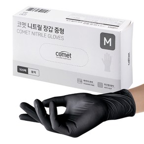 코멧 니트릴장갑 블랙, 중(M), 100개입, 1개