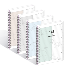 위드나 2분할 PP수학노트 80-0101, 그레이, 에쉬 베이지, 민트, 스카이 블루, 4개