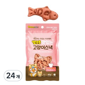 뽀로로 맛있는 고양이 스낵, 연어 + 새우 + 닭고기맛 혼합맛, 40g, 24개