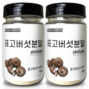 헬로우그린 국산 표고버섯 분말 통, 40g, 2개