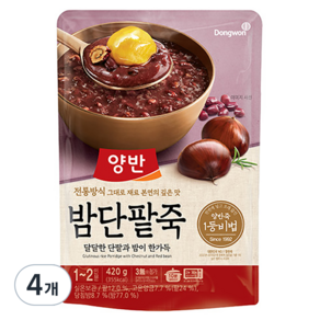 양반죽 밤단팥죽 파우치죽, 4개, 상세 설명 참조, 420g