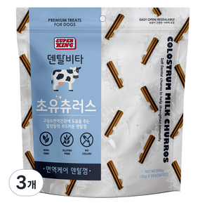 슈퍼킹 덴탈비타 초유츄러스 강아지 덴탈껌 면역케어 50개입, 닭, 500g, 3개