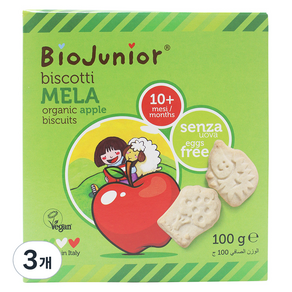 바이오주니어 유기농 사과 비스킷, 100g, 3개