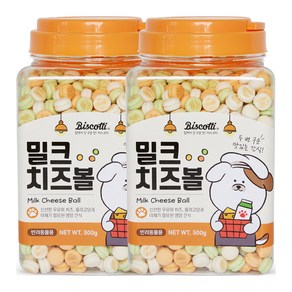 비스코티 애견비스켓., 밀크 + 치즈볼 혼합맛, 500g, 2개