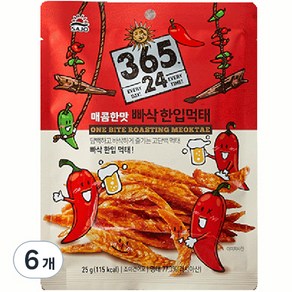 삼육오점이사 사조 한입 먹태 매콤한맛, 25g, 6개