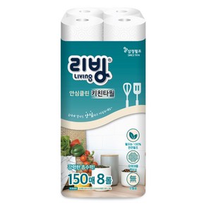 리빙티슈 안심클린 천연펄프 키친타월, 8개입, 1개