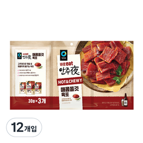 청정원 바로 eat 안주야 매콤쫄깃 육포, 30g, 12개