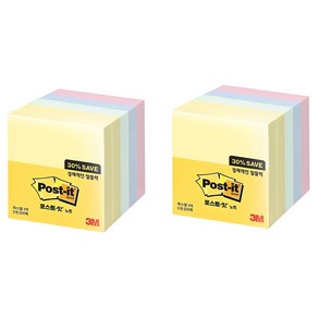 포스트잇 노트 알뜰팩 76 x 76mm 654-5A, 노랑 + 애플민트 + 크림블루 + 러블리핑크, 500개입, 2개