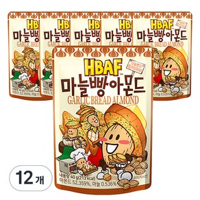 HBAF 마늘빵 아몬드, 40g, 12개