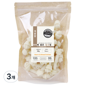 뉴트리오 강아지 치아에 좋은 껌, 우유맛, 340g, 3개