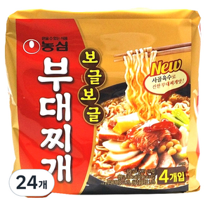 농심 보글보글 부대찌개면 127g, 24개