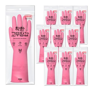 롯데이라이프 착한 고무장갑, 핑크, 중(M), 10세트