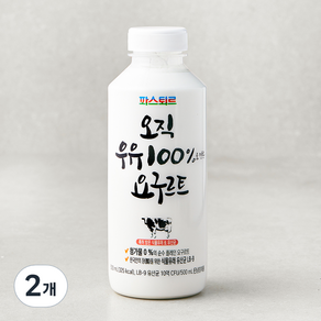 파스퇴르 오직 우유 100퍼센트 요구르트, 500ml, 2개