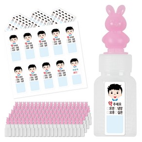 토끼 캐릭터약병 12ml 100p + 블루둥이 방수스티커 100p, 1세트