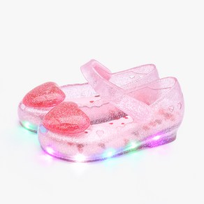 키펀트 여아용 샌드 펄 러브 LED 젤리슈즈 T-09