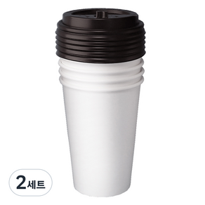 블룸엣홈 카페 무지 종이컵 390ml x 25p + 뚜껑 블랙 25p 세트, 2세트