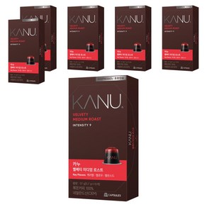 카누 벨베티 미디엄 로스트 네스프레소 호환 캡슐 커피, 5.7g, 10개입, 6개