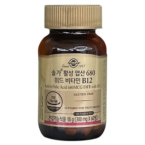 솔가 활성 엽산 680 위드 비타민 B12, 60정, 1개