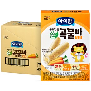 일동후디스 아이얌 구워만든 순곡물바, 당근맛, 40g, 6개