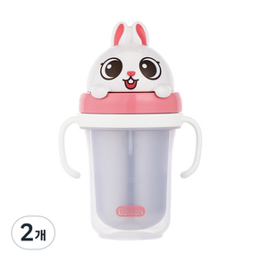 에디슨 프렌즈 흘림방지 입체 빨대컵 2 300ml, 토끼 래니, 2개