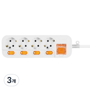 콤탭 메인 개별스위치 멀티탭 4구 SHM-NSG4C/SC, 1.5m, 3개, 백색