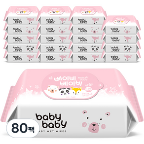 지앤티클린 베이비베이비 트윙클 아기물티슈 리필형 43gsm, 43g, 120매, 80개