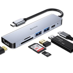 아이엠듀 6in1 USB C타입 허브 HDMI 4K 멀티포트 맥북 노트북 CUH606, 실버, 1개