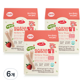 베베스트 처음먹는 칼슘 츄러스, 딸기맛, 45.5g, 6개