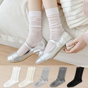 삭스판다 여성용 시스루 골지 양말 5켤레