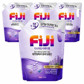 피지 디나자임 딥클린 라벤더젤 실내건조 액체세제 일반용 리필 라벤더향, 1.5L, 4개