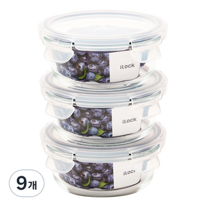 아이락 수퍼오븐글라스 내열유리 원형 밀폐용기 퍼플 640ml, 9개