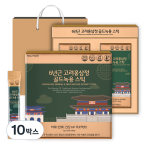 개성고려삼인 6년근 고려홍삼정 골드녹용 스틱 + 쇼핑백 세트, 360g, 10박스