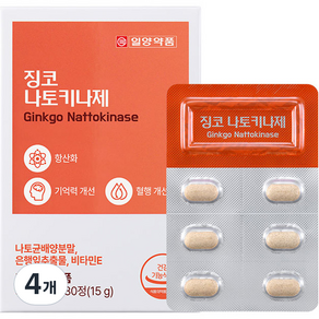 일양약품 징코 나토키나제 15g, 4개, 30정