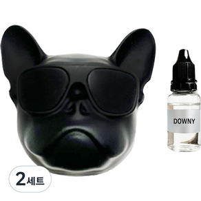 엠퓨처 차량용 불독 방향제 매트블랙 + 오일 15ml + 클립 3cm + 오일솜 세트, 에어프릴프레쉬, 2세트