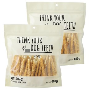 띵크유어도그티 강아지 덴탈껌 스틱형, 혼합맛(치킨/우유), 600g, 2개