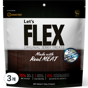 플렉스 그레인프리 반려견 져키, 참치 순살 육포 슬라이스, 500g, 3개