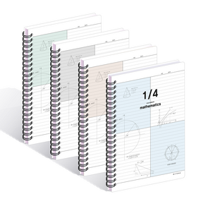 위드나 4분할 PP 수학노트 4종 세트 80-0102, 그레이, 에쉬 베이지, 민트, 스카이 블루, 1세트