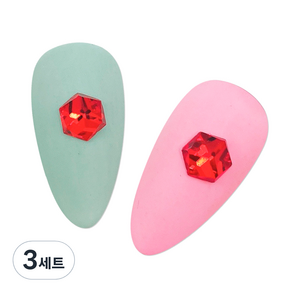 메이브라운 대용량 네일스톤 육각 6mm 50p, 레드, 3세트