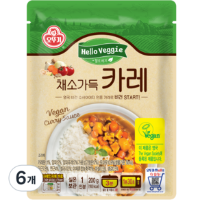 오뚜기 헬로 베지 채소 가득 카레, 6개, 200g