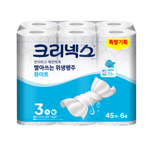 크리넥스 빨아쓰는 위생행주 화이트 45매, 6개입, 1개