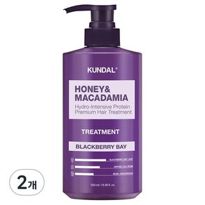 쿤달 허니 앤 마카다미아 헤어 트리트먼트 블랙베리베이향, 500ml, 2개