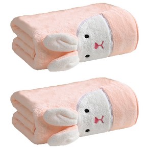 원이네 부드러운 토끼 샤워 바스타월 370g 극세사, 핑크, 2개