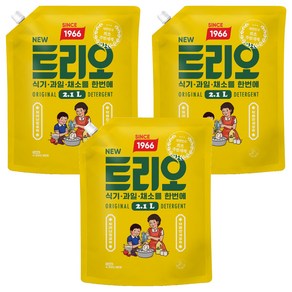 트리오 뉴 레트로 주방세제 리필, 2.1L, 3개