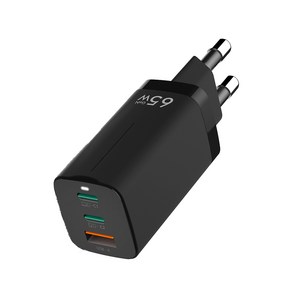 아라리 GaN USB C타입 멀티 포트 고속 충전 어댑터 A65W, 블랙, 1개