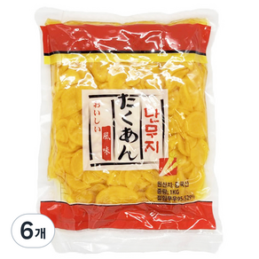 토호식품 단무지 슬라이스, 1kg, 6개