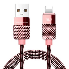 블루사운드 USB A타입-애플8핀 메탈스프링 고속 충전 케이블 BS-M8P, 1m, 로즈골드, 1개