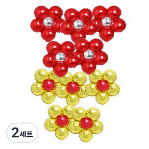 파티쇼 플라워 은박 풍선 레드 5p + 골드 5p, 혼합 색상, 2세트